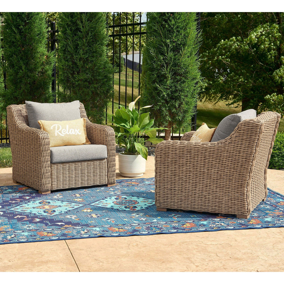 2-Pack Outdoor Club Lounge Chairs with Cushions F16957