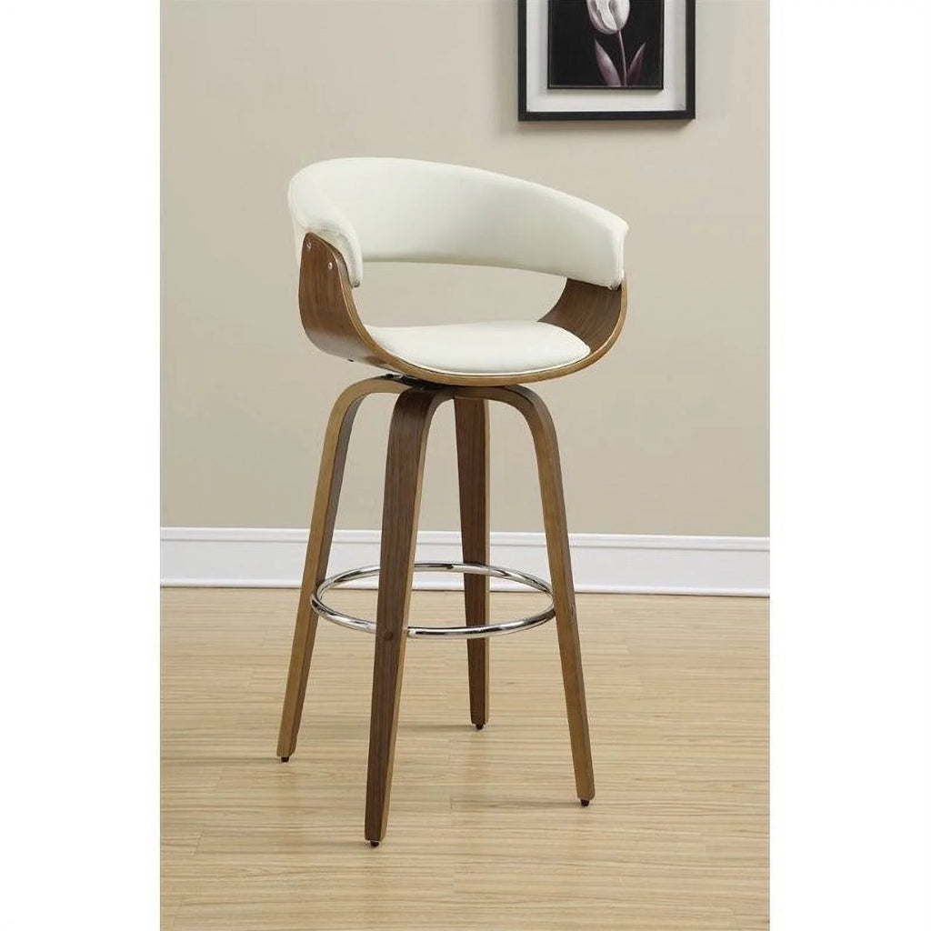 Set of 2 White Upholstered Wooden Bar Stools R371