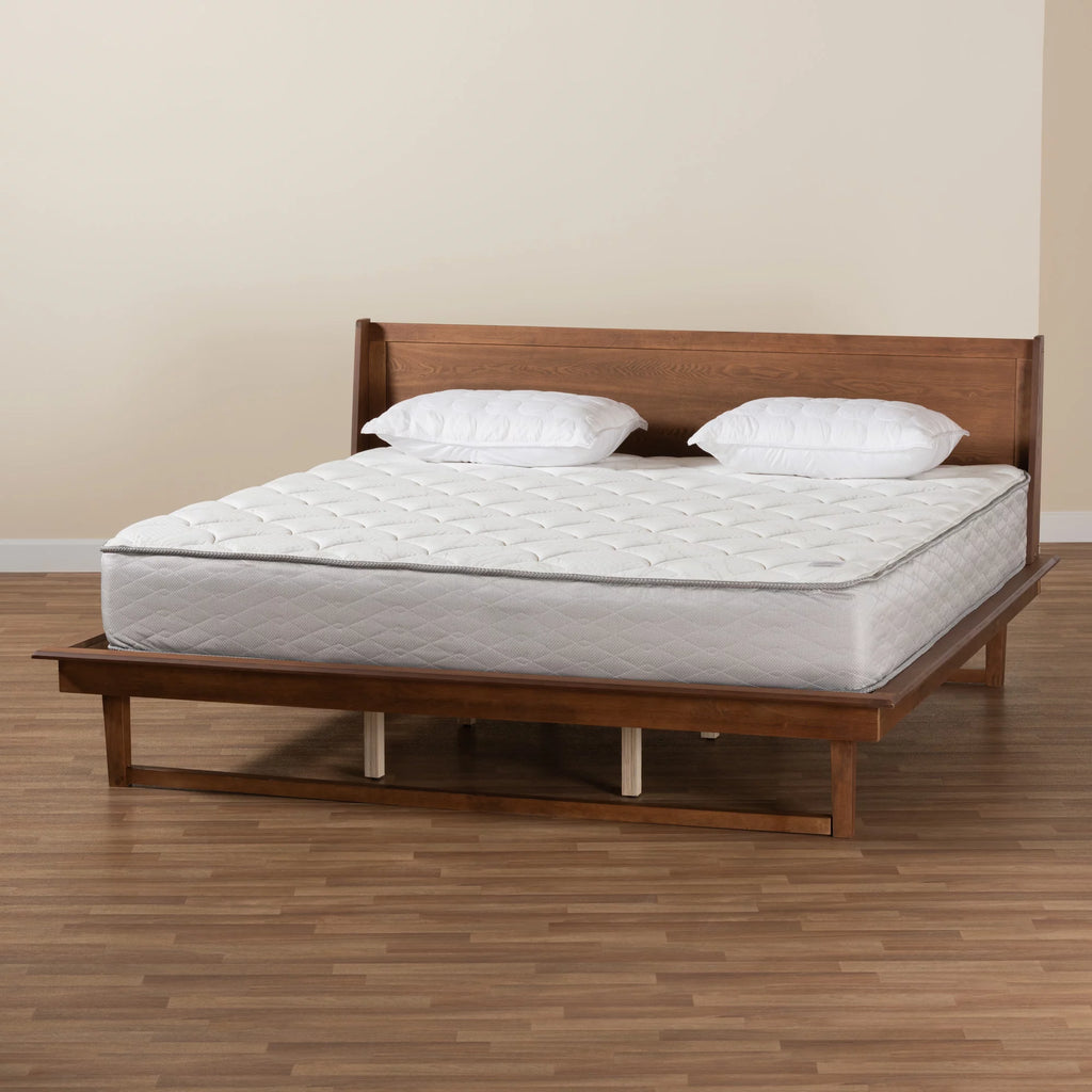King Size Ash Walnut Finished Wood Platform Bed Q5080