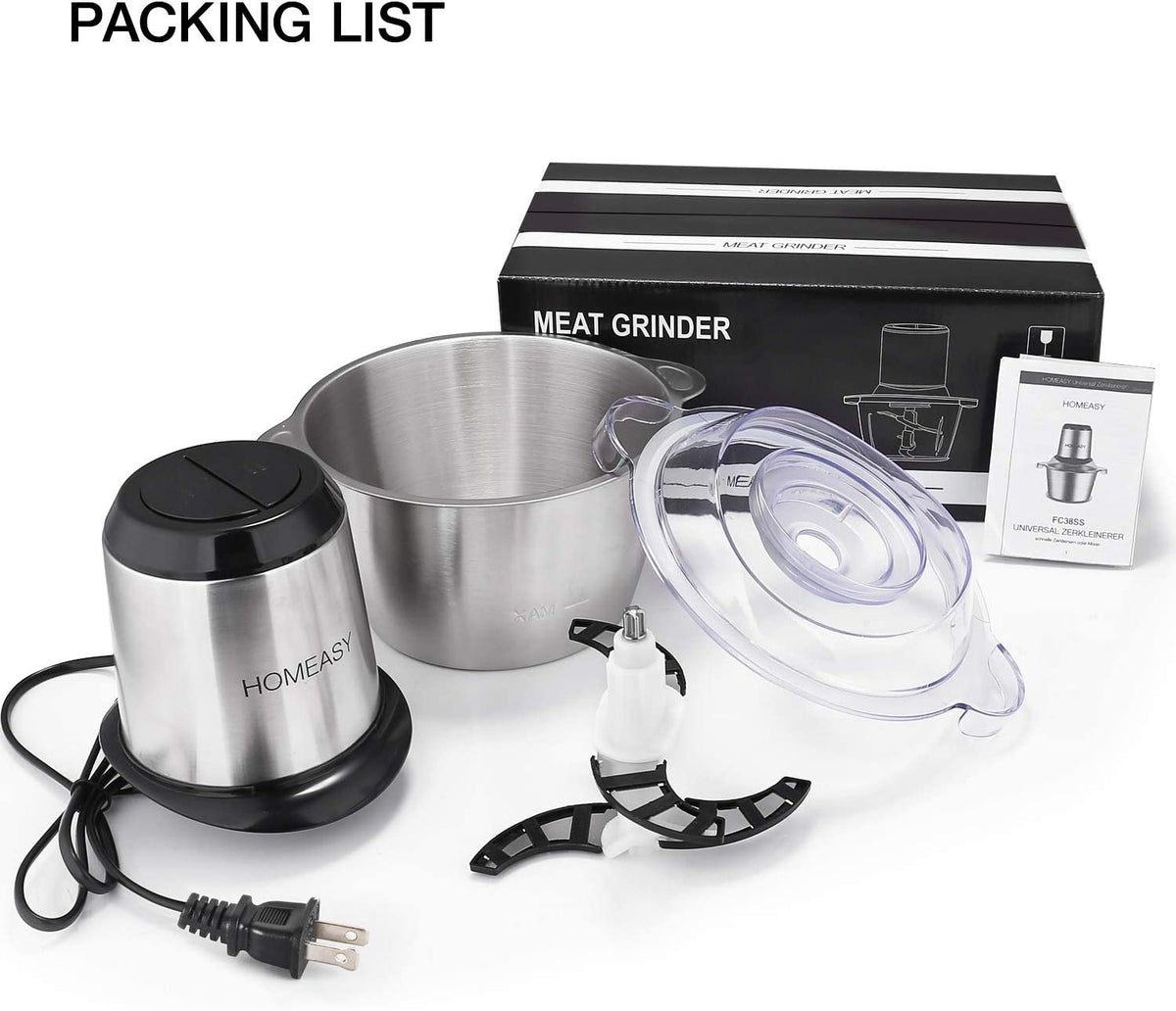 Stainless Steel Food Processor 2L 350W 8 Cups J9369