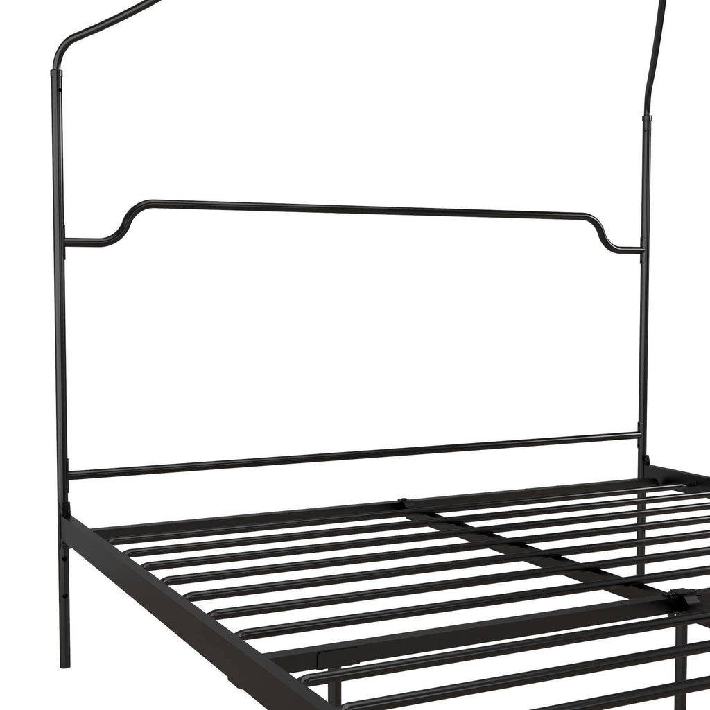 Black Metal Canopy Queen Size Bed Z165435