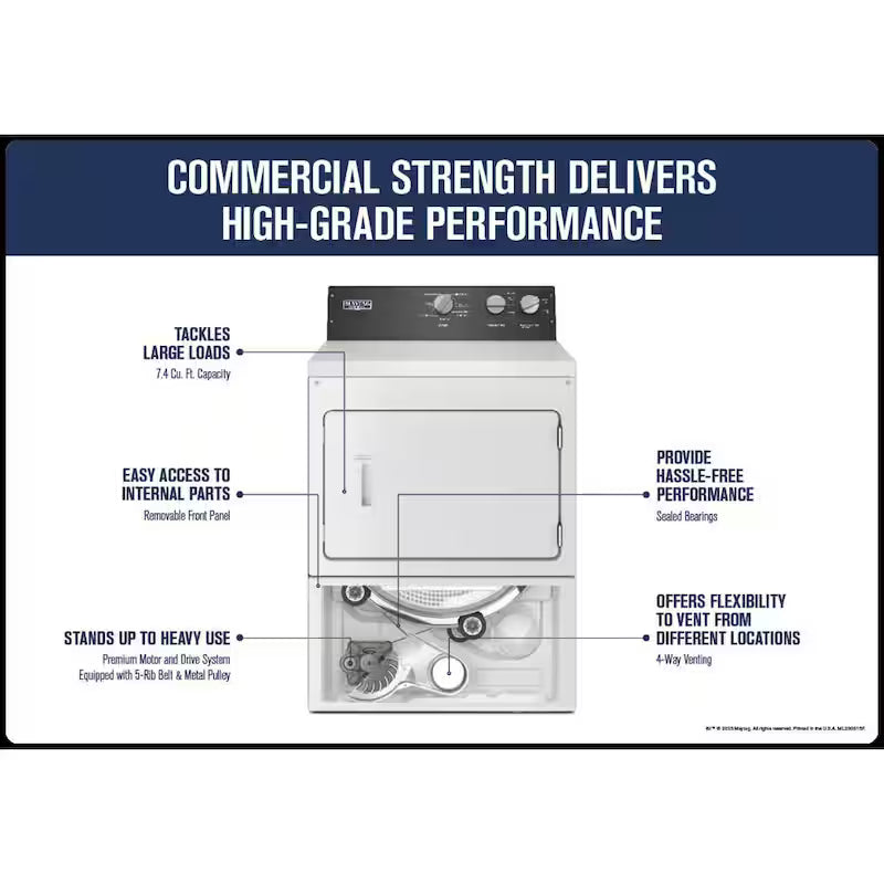 7.4 cu.ft. Vented Front Load Electric Dryer in White F143785