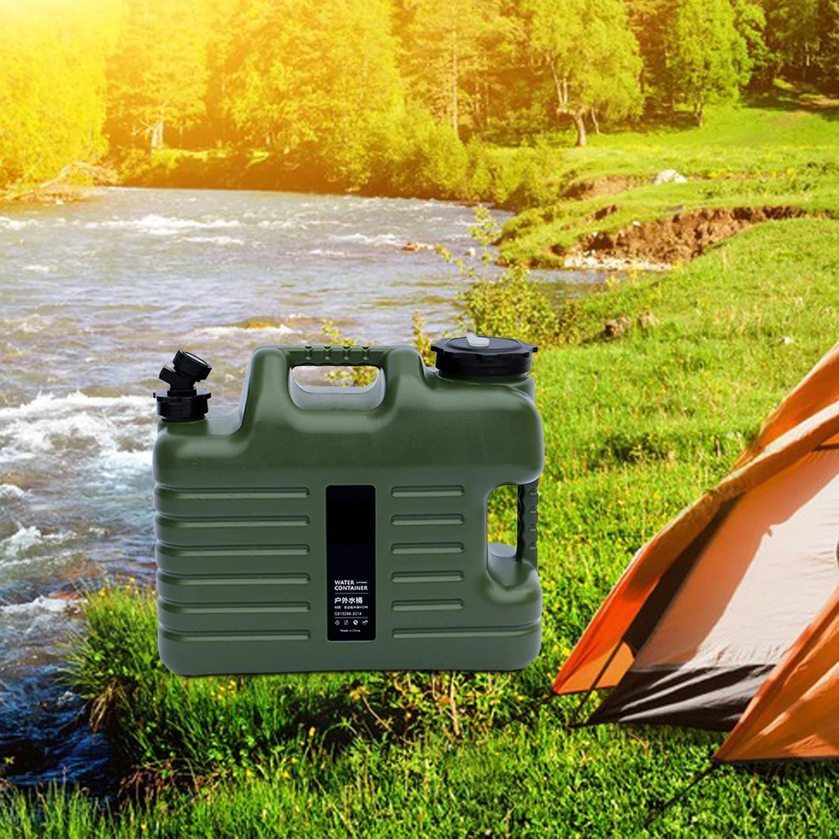 Green 12L Camping Water Storage Jug with Faucet J20509