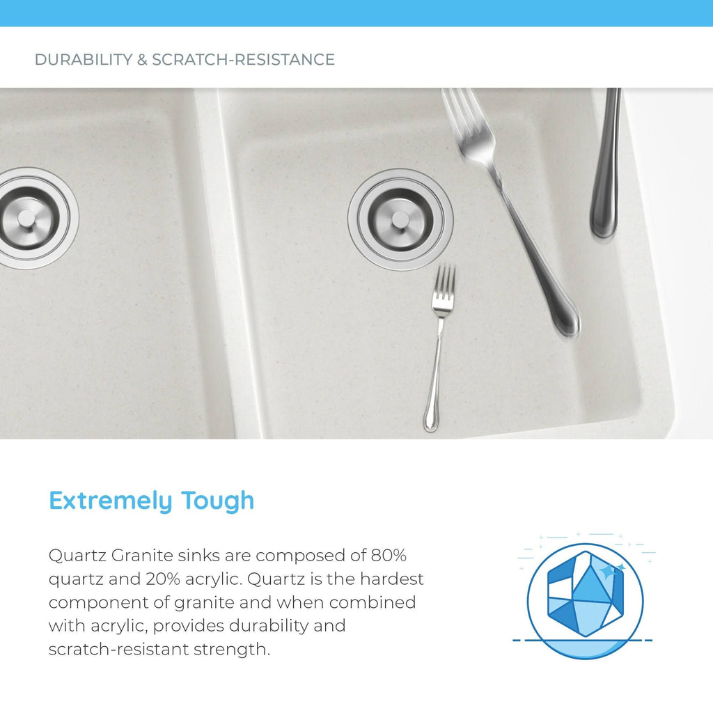 Quartz Granite Double Basin Undermount Kitchen Sink B33232