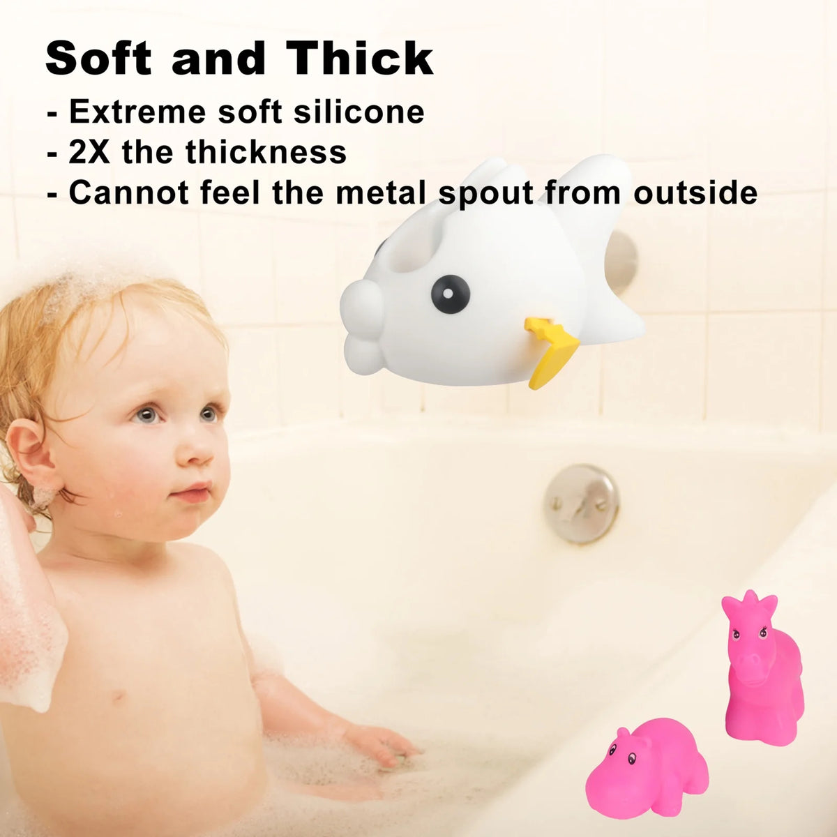 White Faucet Cover with 2 Toys W3963