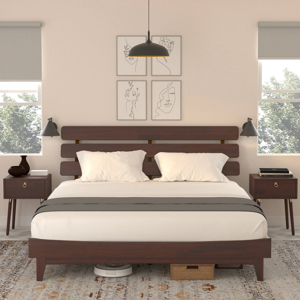 Queen Adjustable Headboard Solid Wood Bed Frame C264597