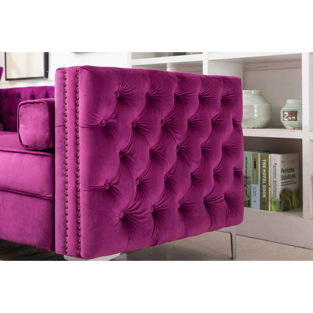 Green Velvet Convertible Sleeper Sectional Sofa K581733