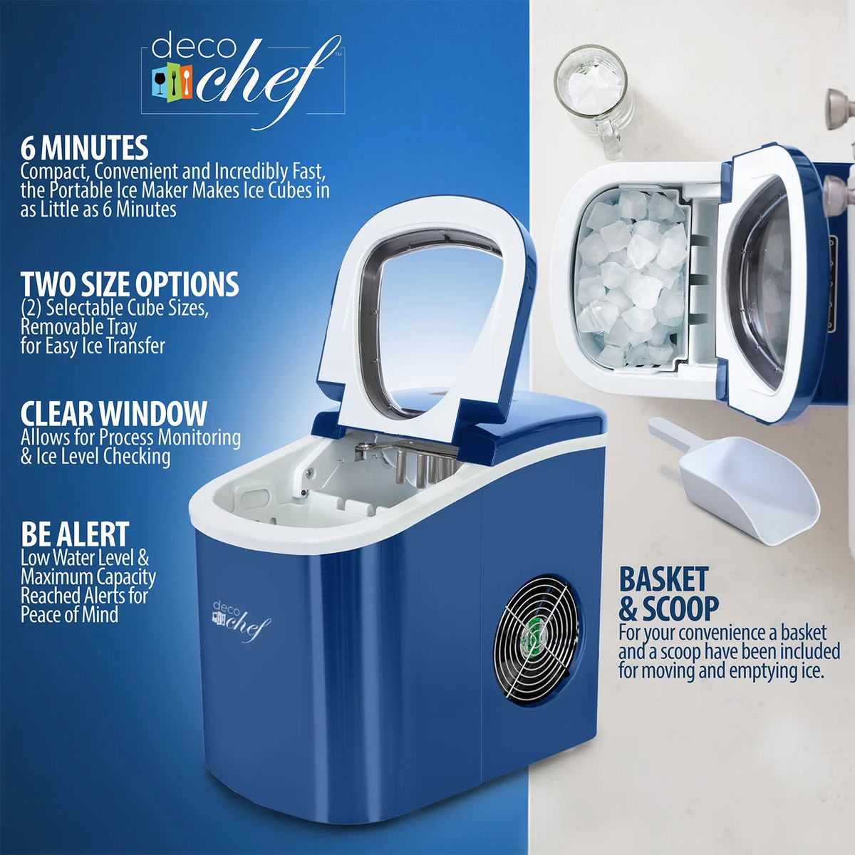 Blue Compact Electric Top Load Ice Maker Y885428