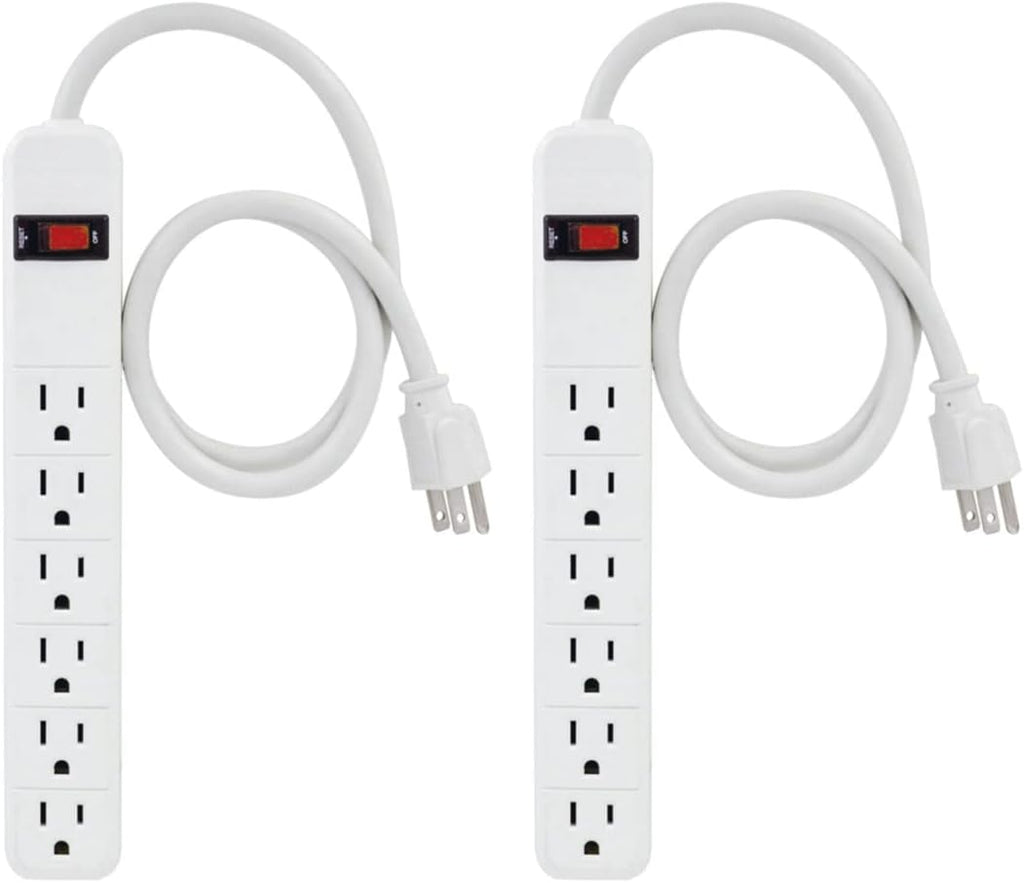 Metal Power Strip Surge Protector Red, 4ft, 8 Grounded Outlets, 500 Joules, Pack of 2 J6834