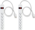 Metal Power Strip Surge Protector Red, 4ft, 8 Grounded Outlets, 500 Joules, Pack of 2 J6834