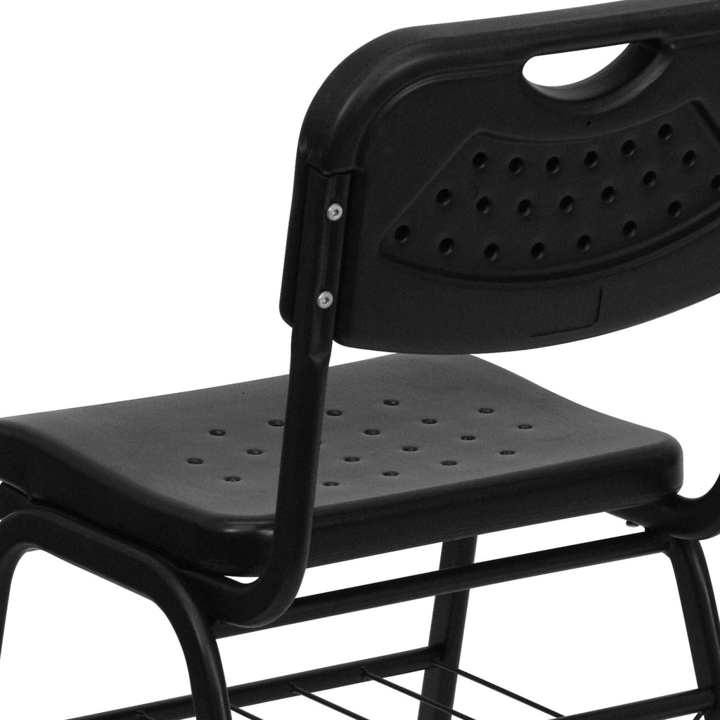 Black Frame Plastic Chair with Book Basket M386