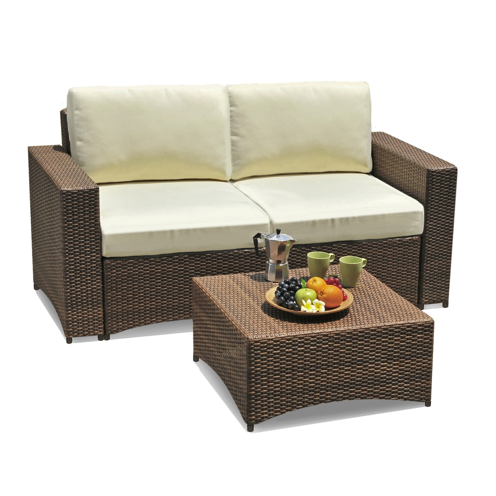 3 Piece Modular Patio Loveseat Set in Dark Brown J3074