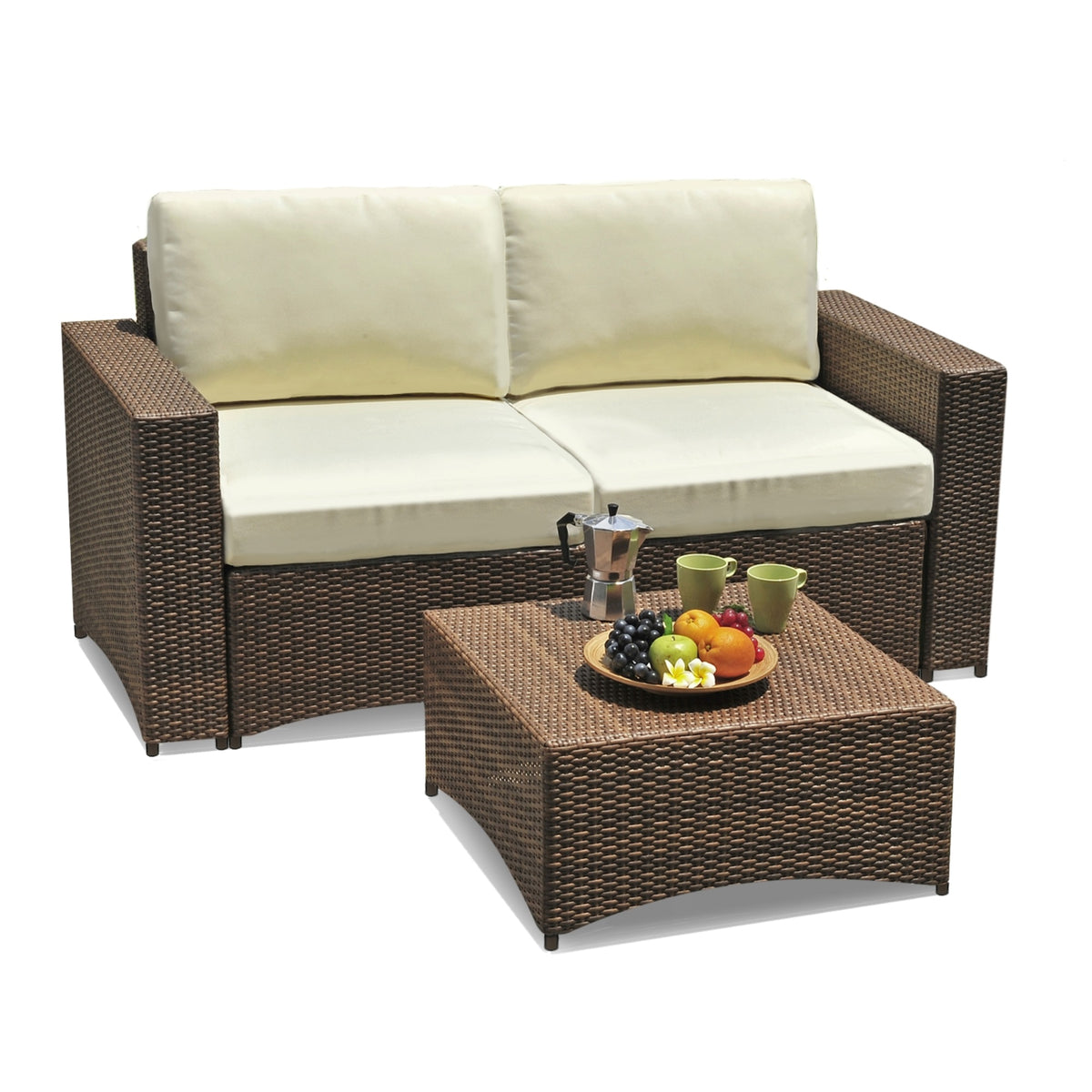 3 Piece Modular Patio Loveseat Set in Dark Brown J3074