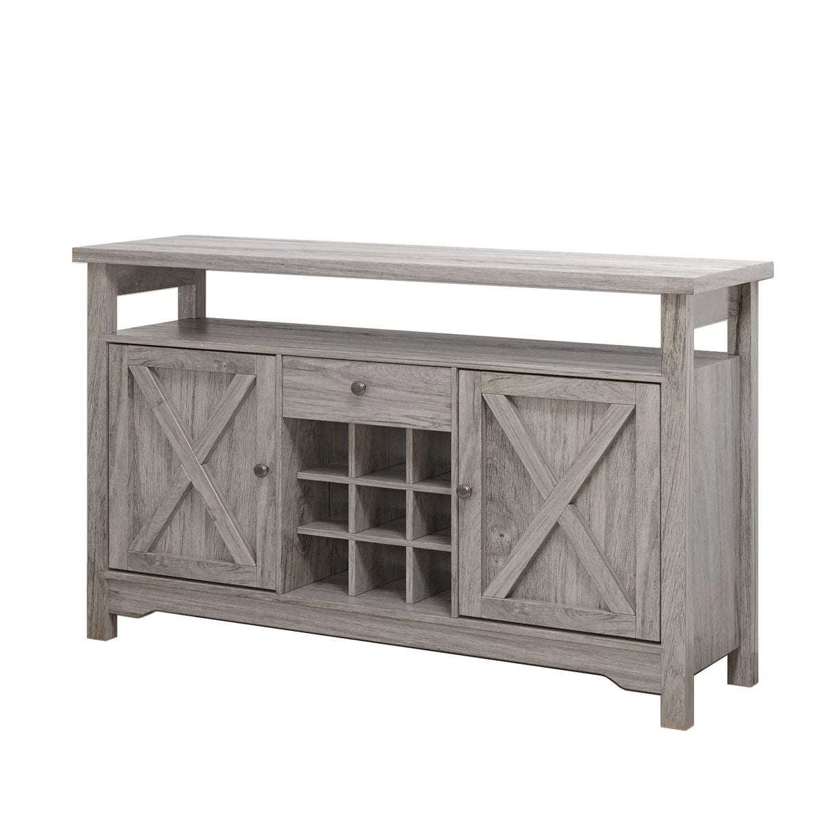 White 47 Kitchen Buffet Storage Cabinet with Barn Door P363835