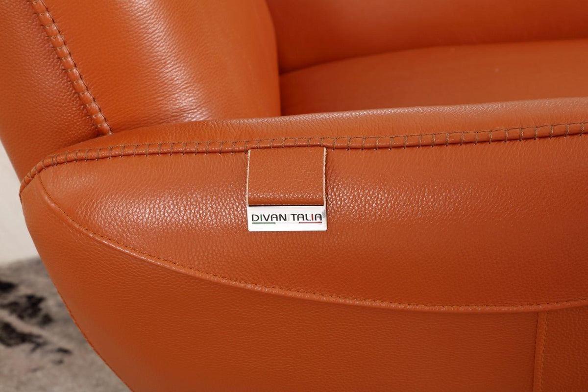 Italian Top Grain Leather Swivel Lounge Chair D9790