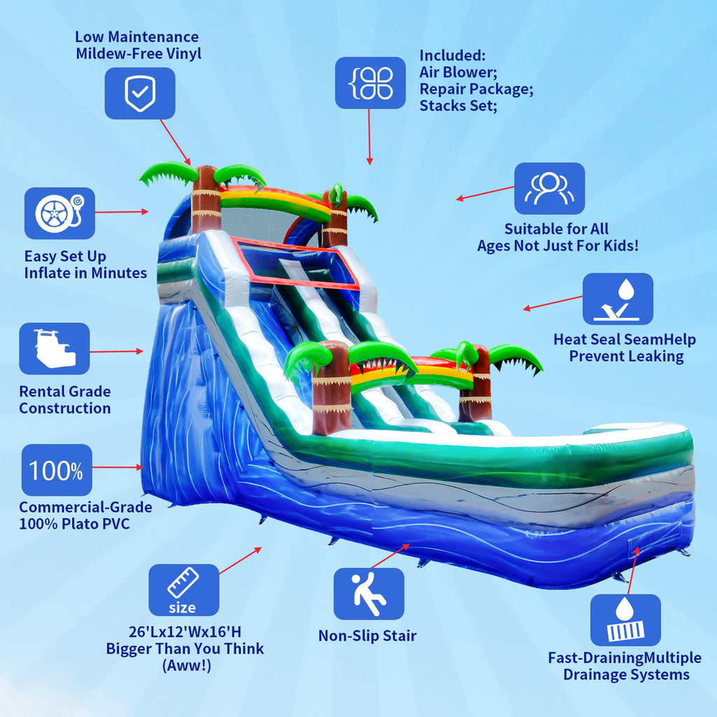 16 ft Inflatable Water Slide with Air Blower K4737