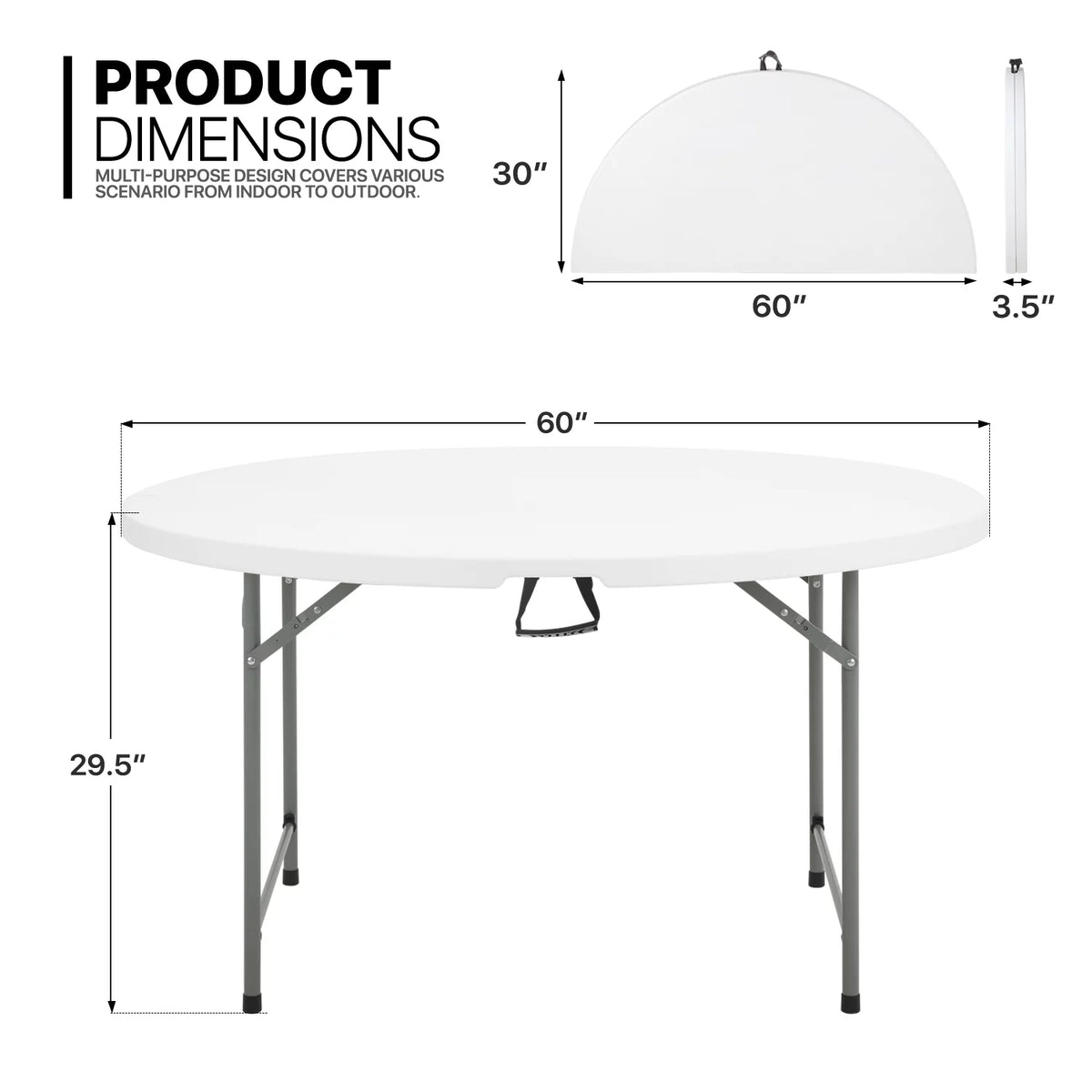 5Ft White Bi-Fold Plastic Table Set of 5 O148419