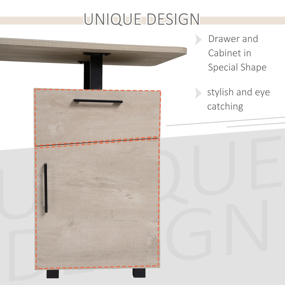 Oak Computer Desk with Drawer and Storage Cabinet T623941