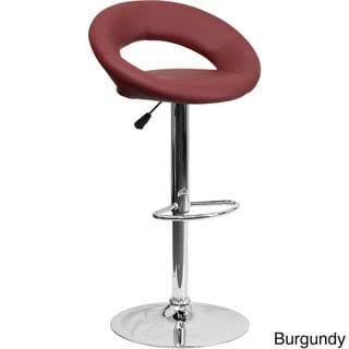 Burgundy Vinyl Height-Adjustable Barstool E5447