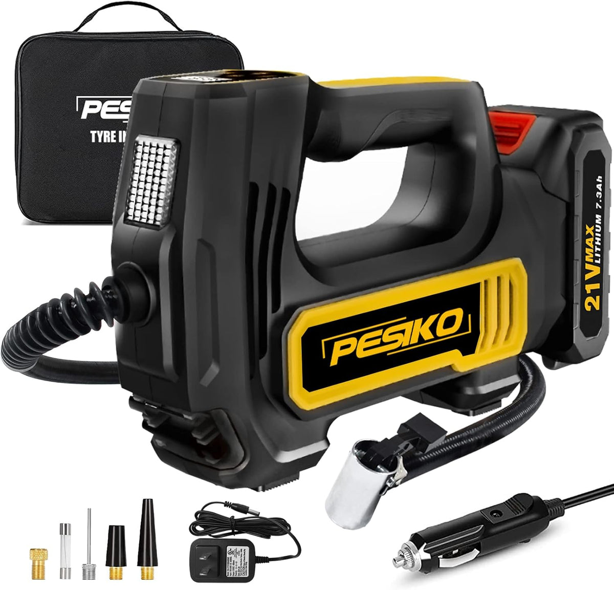 150PSI Cordless Tire Inflator Portable Air Compressor with 10000mAh Battery Digital Pressure Gauge C927145