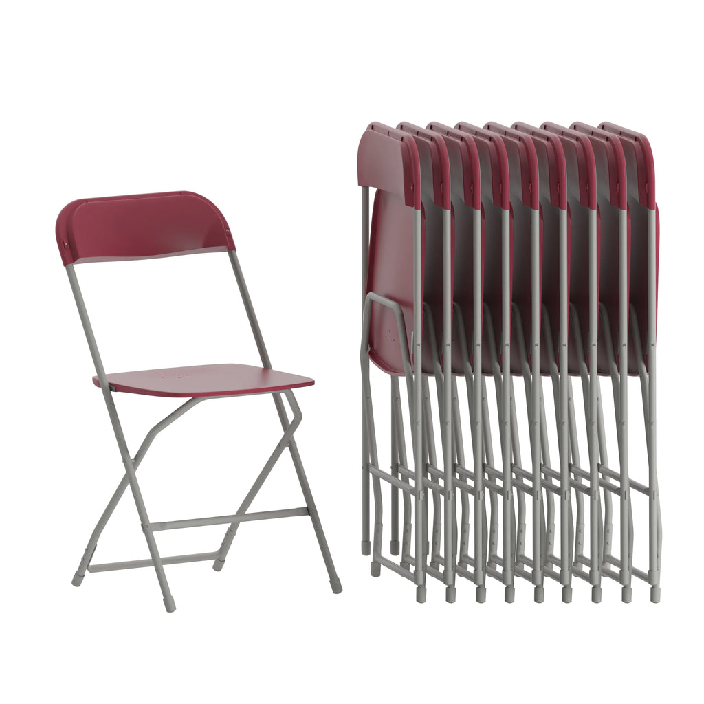 Set of 10 Red Stackable Folding Plastic Chairs Z3577