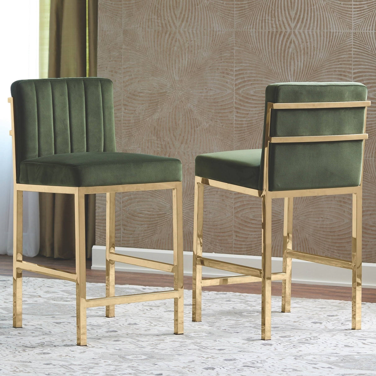 Green Velvet Counter Height Stools H12854