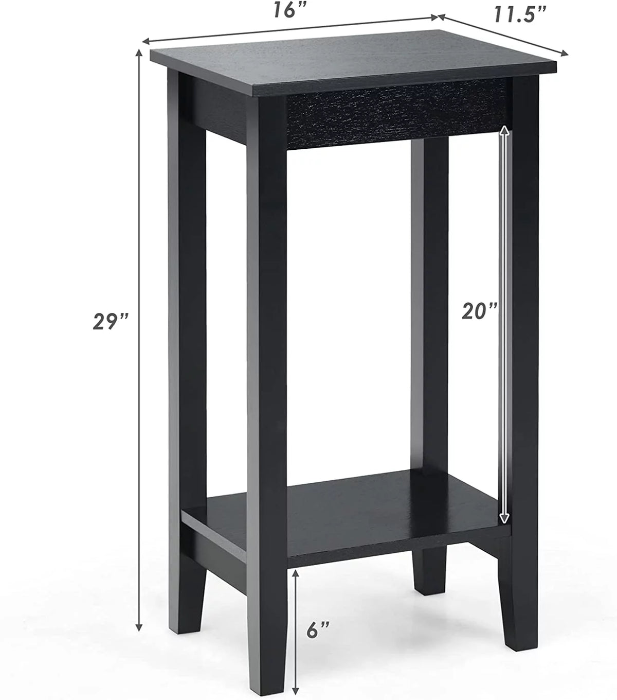 2-Tier End Table with Shelf and Wooden Legs H457