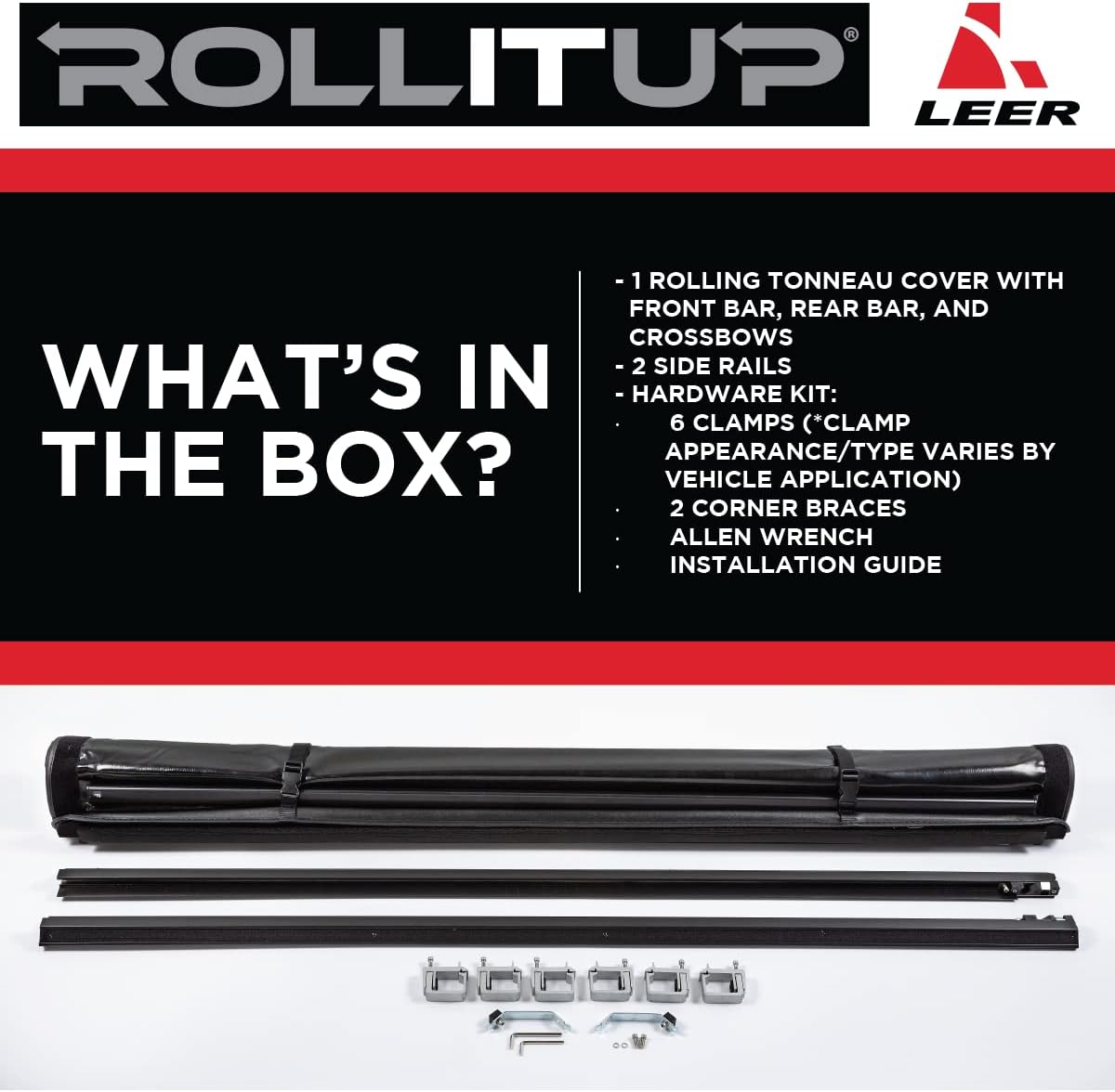 Soft Roll Up Truck Bed Tonneau Cover for 2015 - 2022 Ford F150 6.6’ Bed (Black) U1754