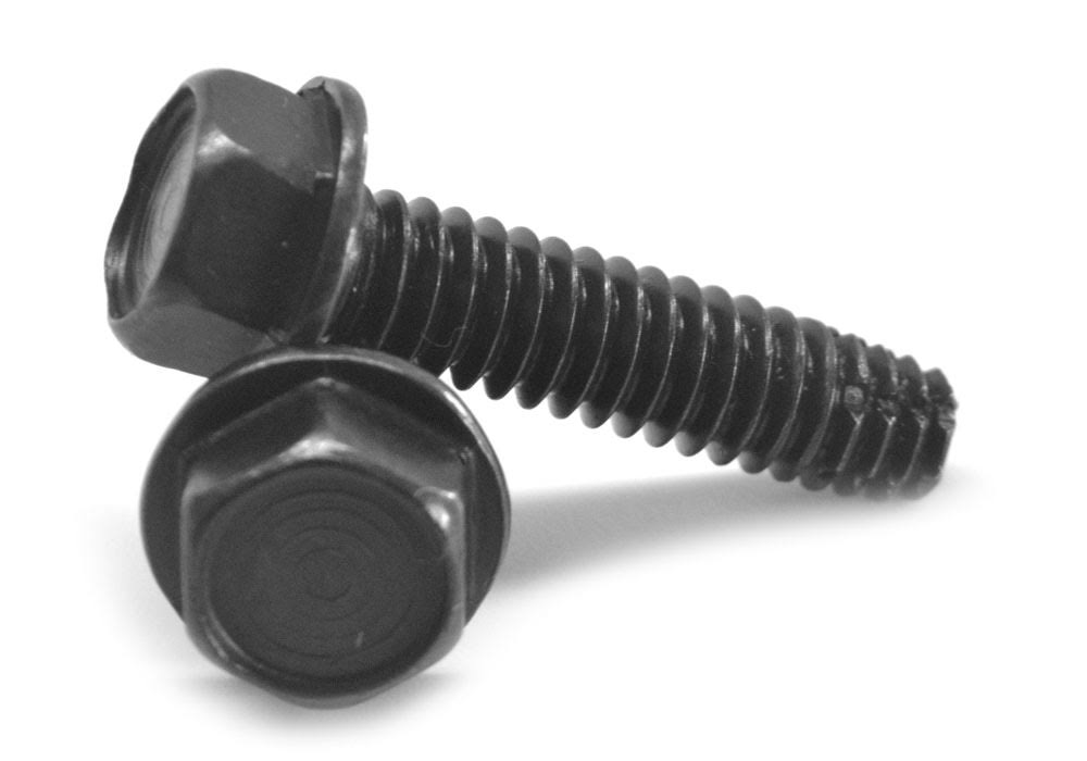 3/8-16 x 1 1/4 Coarse Thread Thread Cutting Screw Hex Washer Head Type F Low Carbon Steel Black Oxide S777800