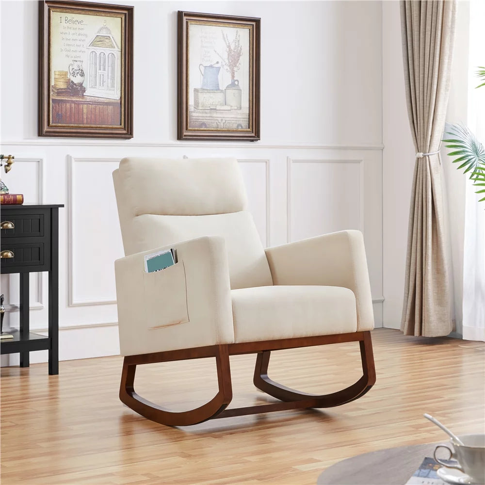 Beige Upholstered Rocking Accent Chair F433