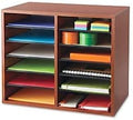 Medium Oak Wood Literature Organizer, 24 Compartment, Stackable Z465