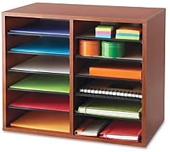 Medium Oak Wood Literature Organizer, 24 Compartment, Stackable Z465