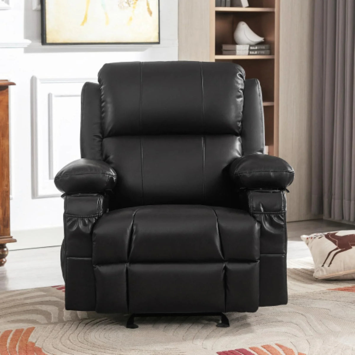Oversized Leather Power Rocker Recliner with Heat and Massage R897424