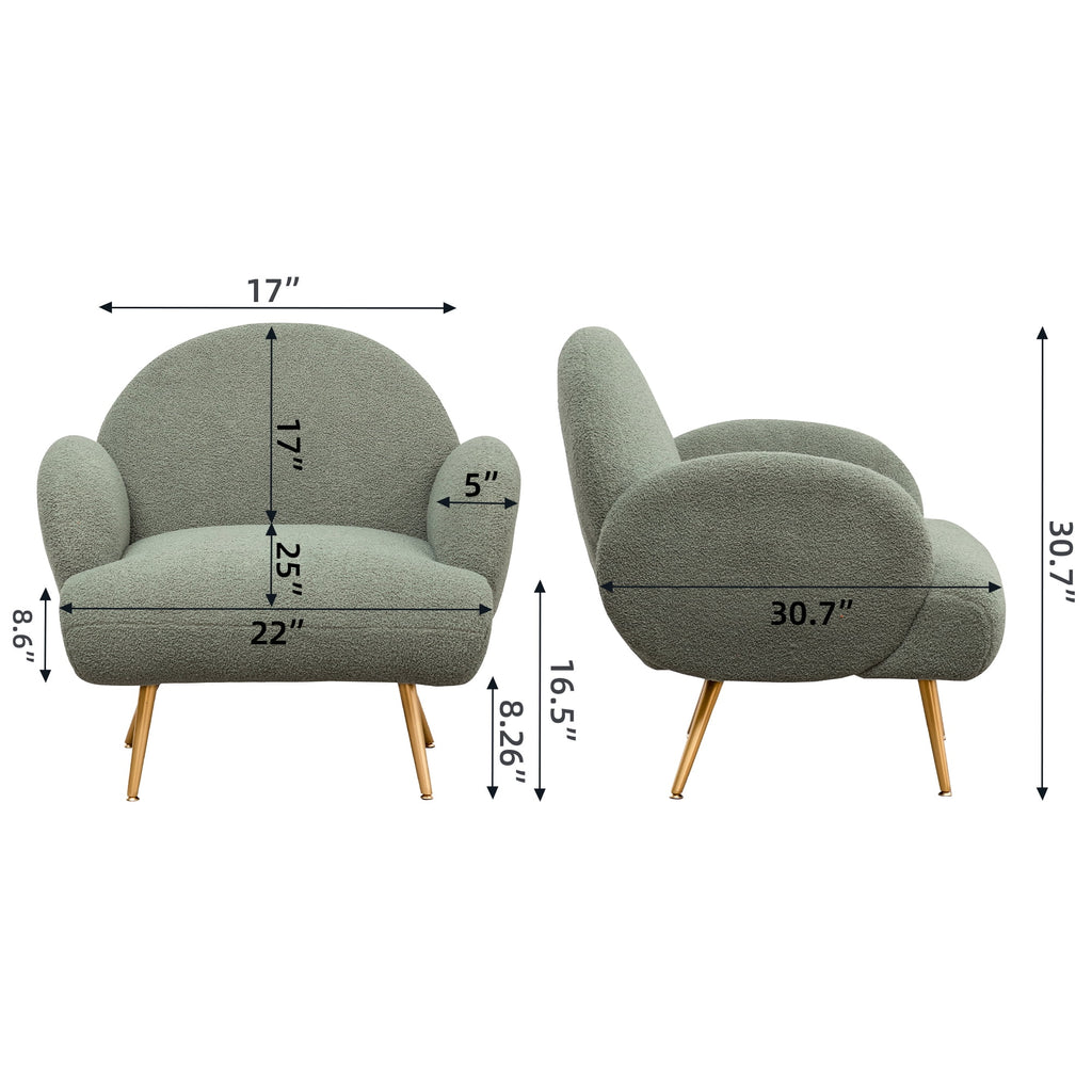 Green Upholstered Accent Chair with Metal Frame I513