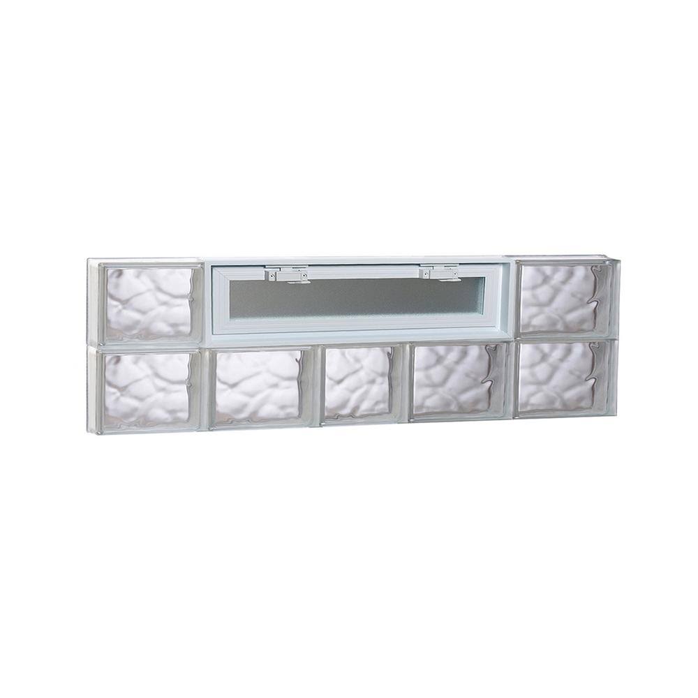 Wavy Pattern Frameless Replacement Glass Block Window P8839