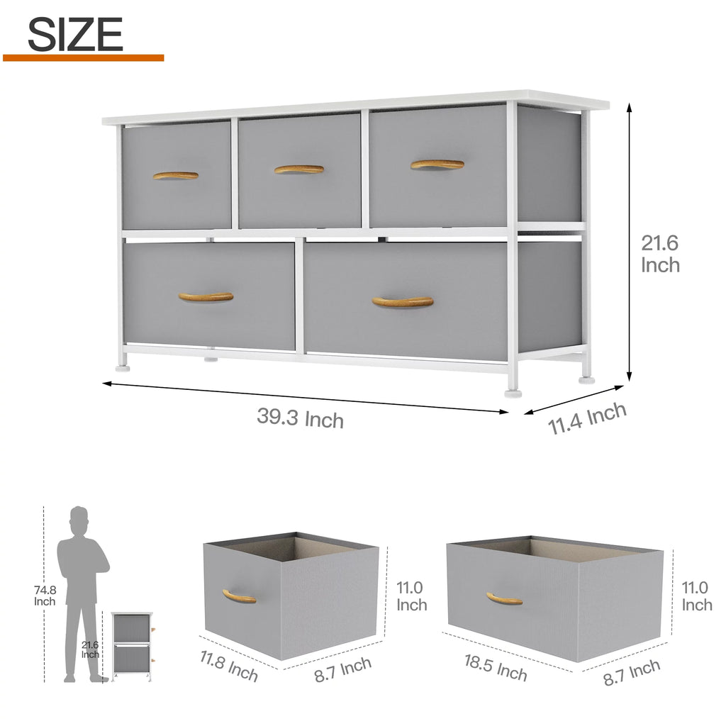 5 Drawer Dresser with Wooden Handle J462