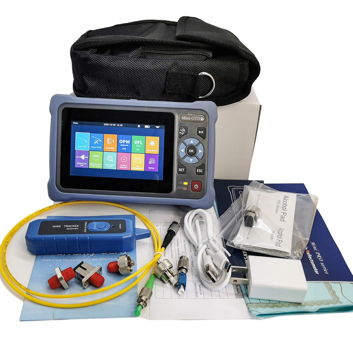 Single Mode OTDR 1310/1550nm 26/24dB 4.3 inches Touch Screen Optical Network Tester with FC/UPC-FC/APC-SX Connector H37867