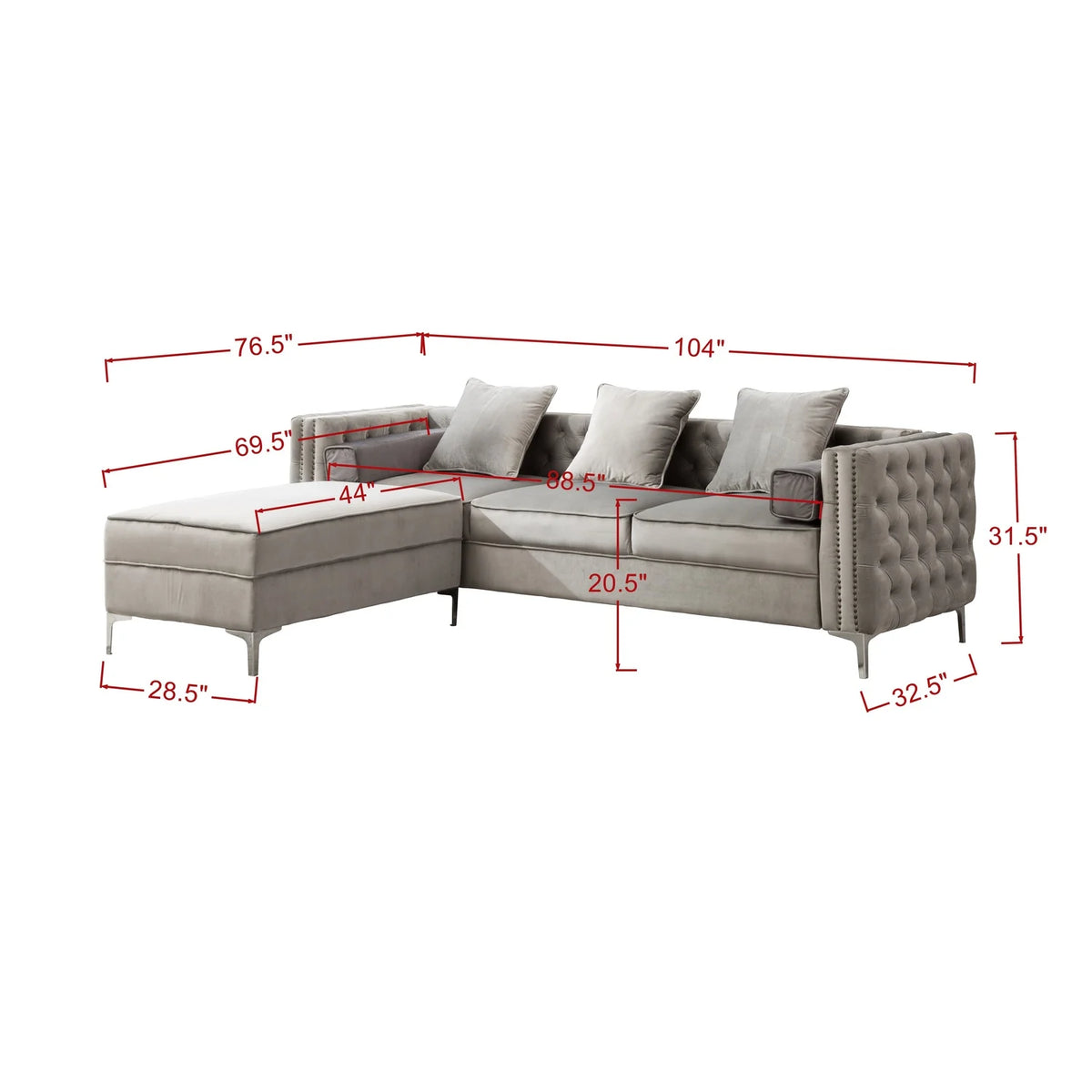 Green Velvet Convertible Sleeper Sectional Sofa K581733