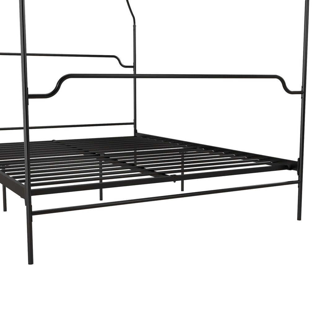 Black Metal Canopy Queen Size Bed Z165435