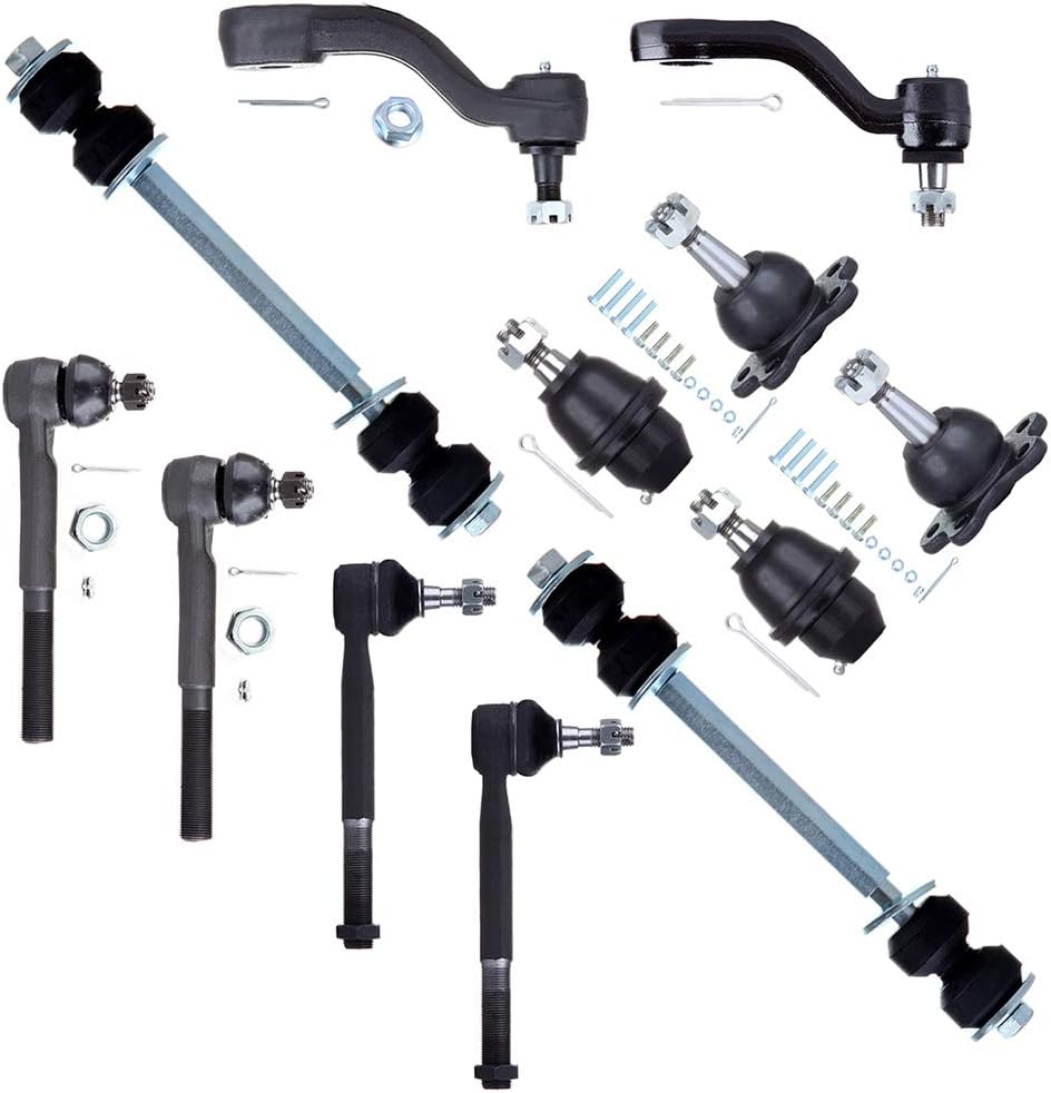 12pc Front Suspension Kit with Tie Rod Ends Ball Joints Sway Bars Idler Arm Pitman Arm O27926