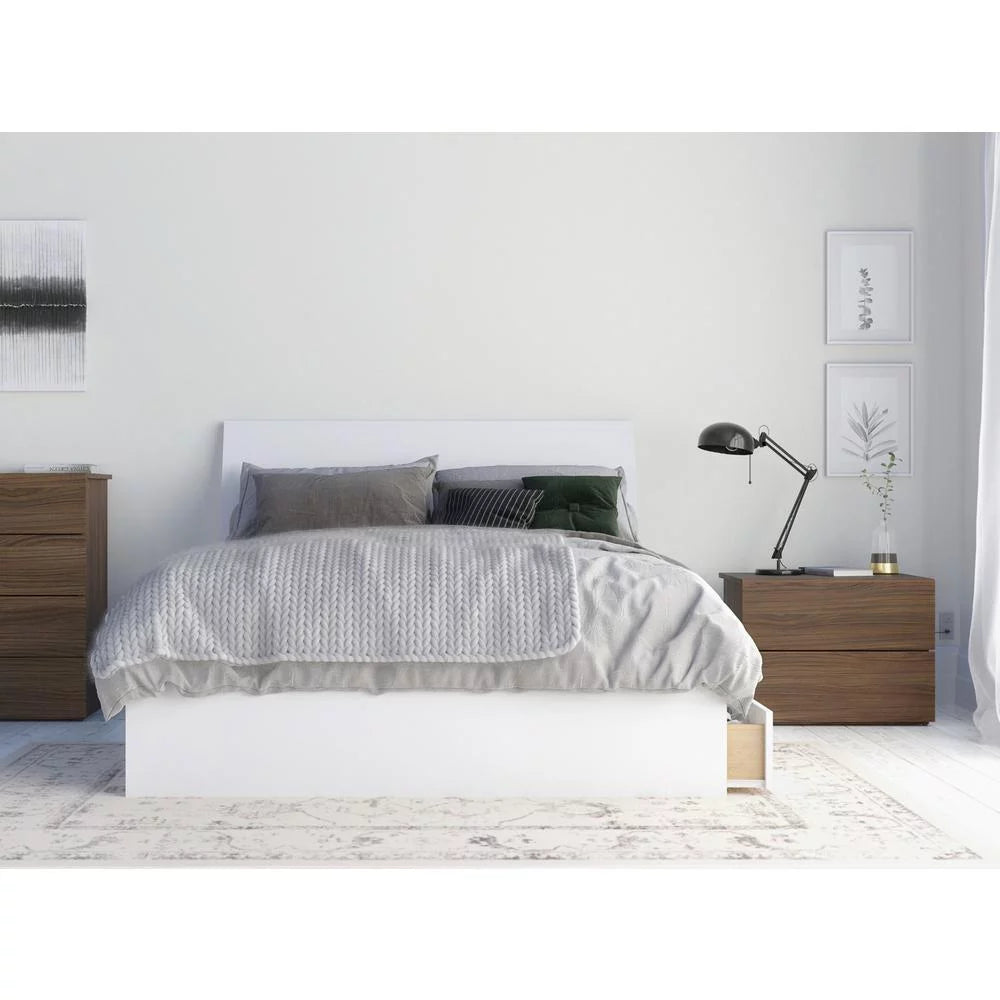 3 Piece Full Size Walnut and White Bedroom Set L2758