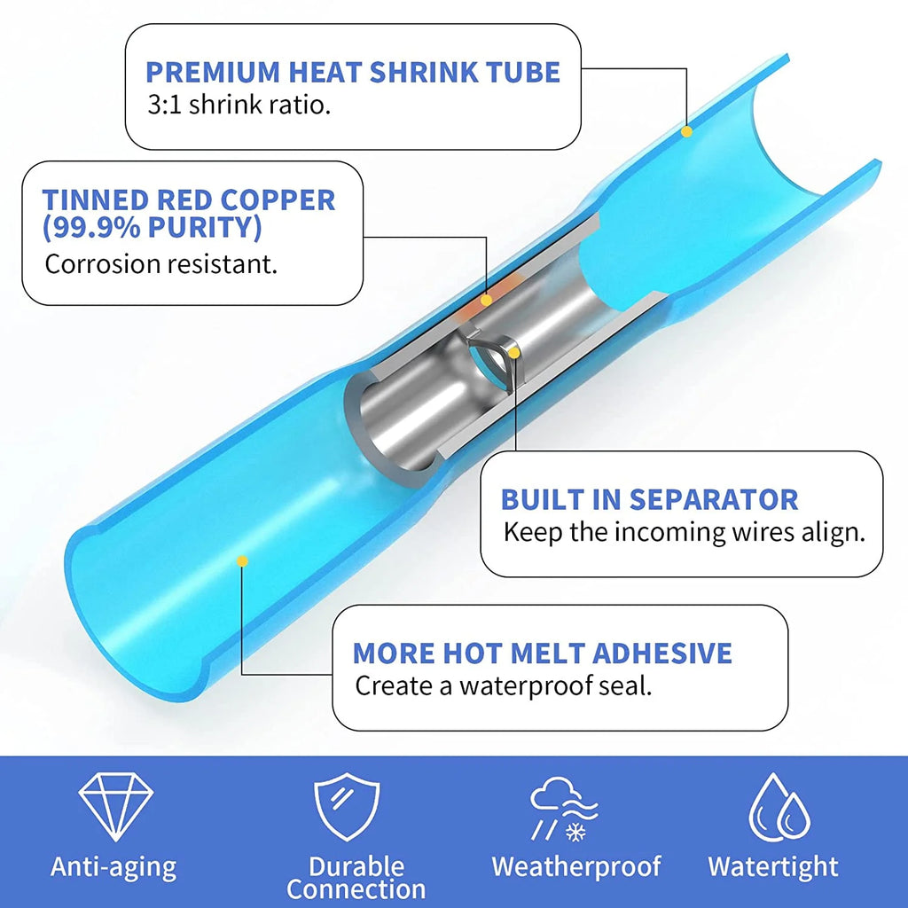 200 PCS Waterproof Insulated Butt Connectors M647