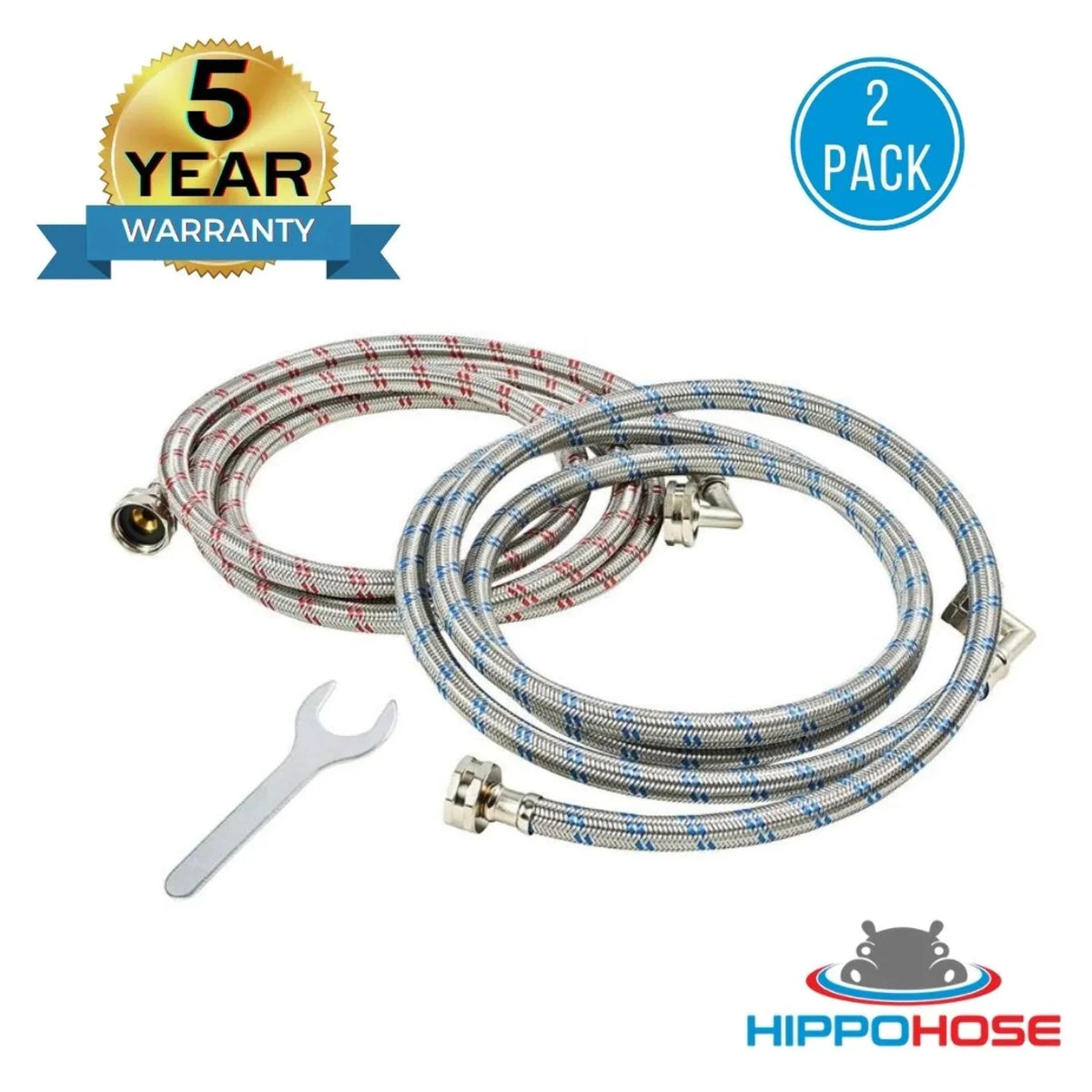 Washing Machine Hoses 4FT 2 Pack Braided Stainless Steel G988478