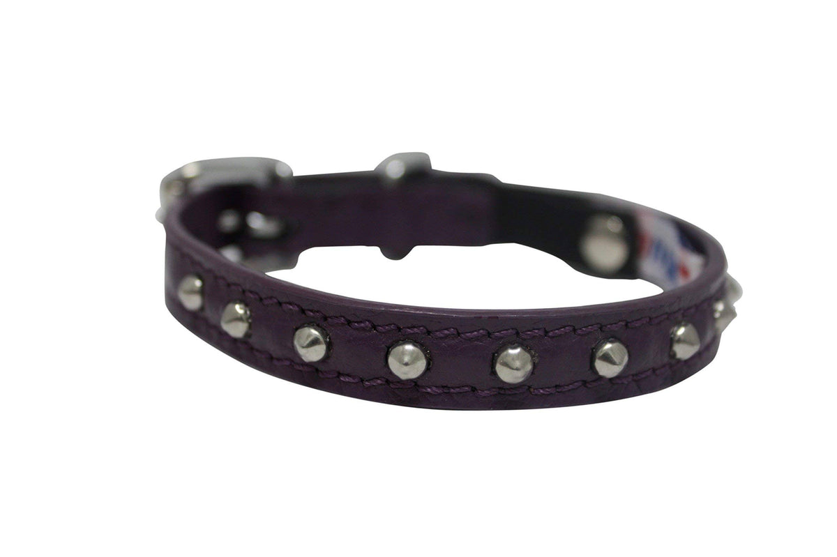 Purple Leather Cat Collar with Safety Elastic Stretch E4314