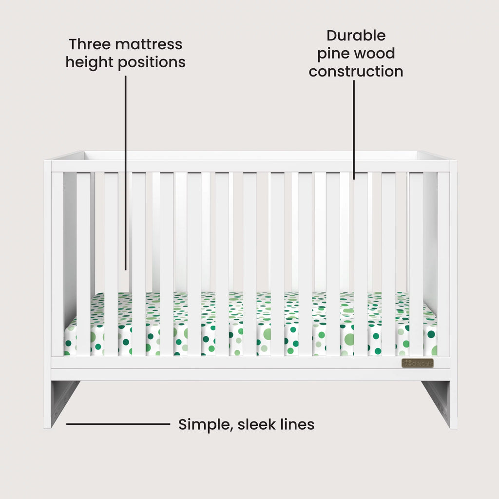 3-Piece Convertible Crib Dresser and Chest Nursery Set Matte White Q167