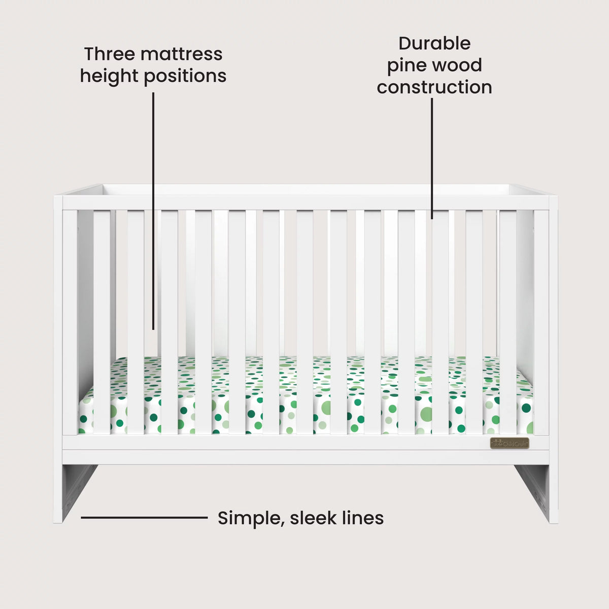 3-Piece Convertible Crib Dresser and Chest Nursery Set Matte White Q167