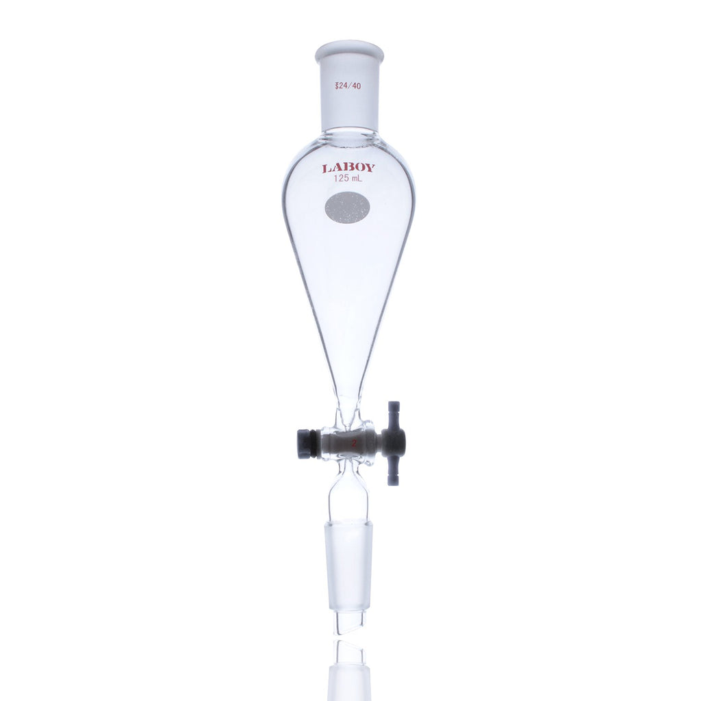 Conical Separatory Funnel 250mL with PTFE Stopcock Pear Shape Pack of 2 S16956