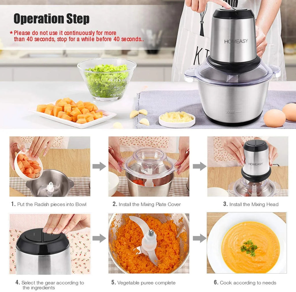 Stainless Steel Food Processor 2L 350W 8 Cups J9369