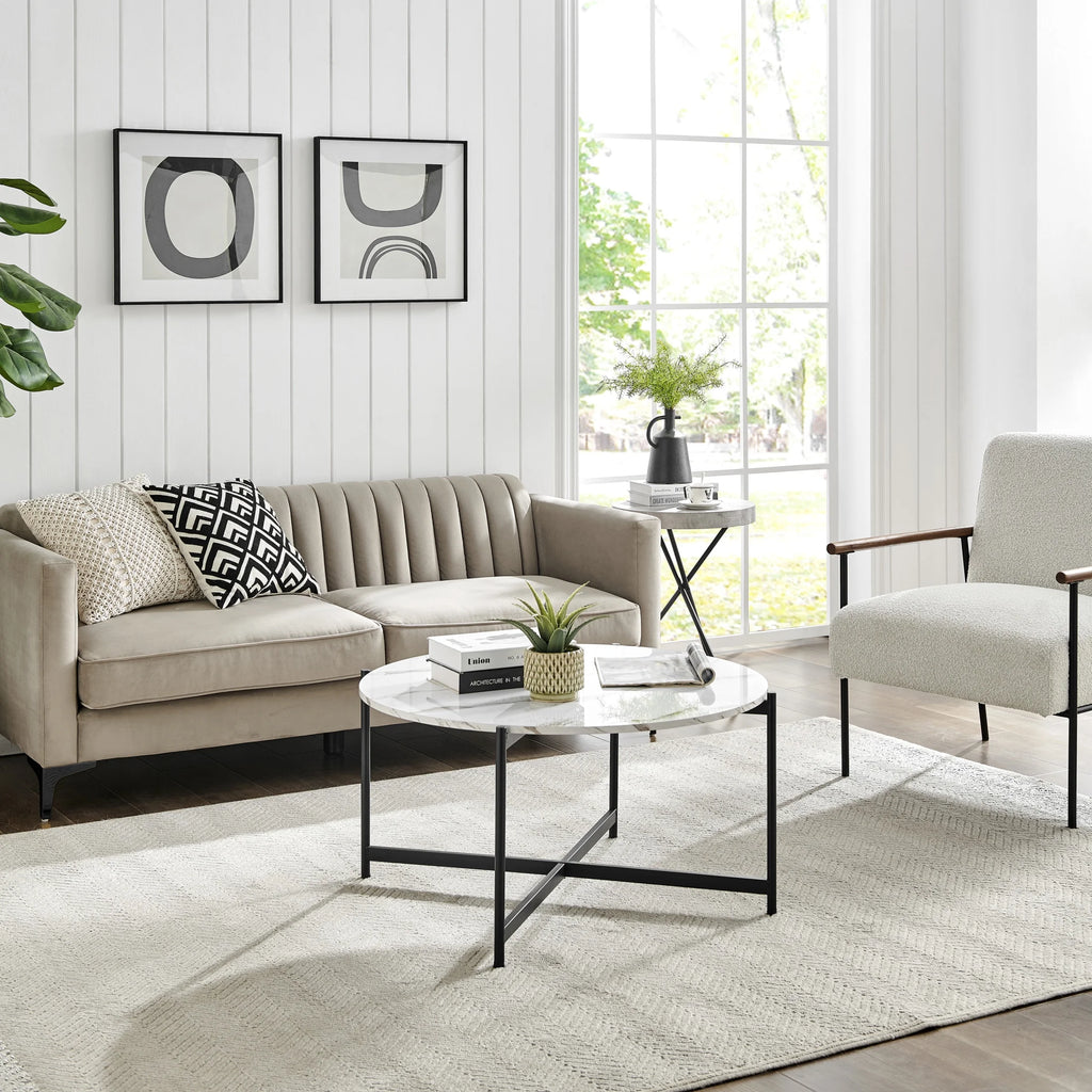 Round Marble Finish Coffee Table G306