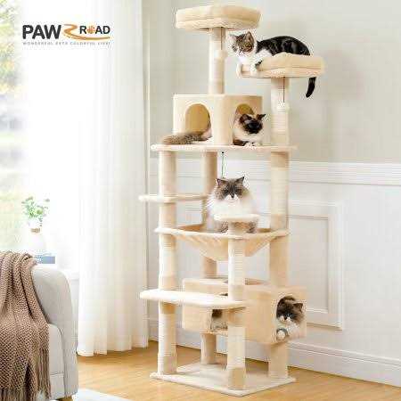 73 inch Multi Level Cat Tree with 7 Scratching Posts B490391